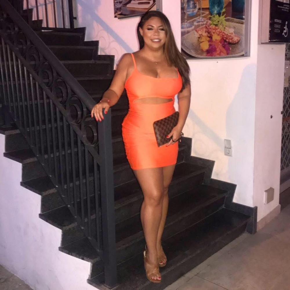Vibrant Orange Dress body con mini